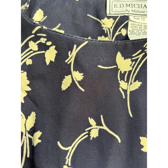 NWT E.D. Michaels by Melanie Druker Vintage Navy Floral Midi Dress Size 12 Boho - Picture 6 of 10
